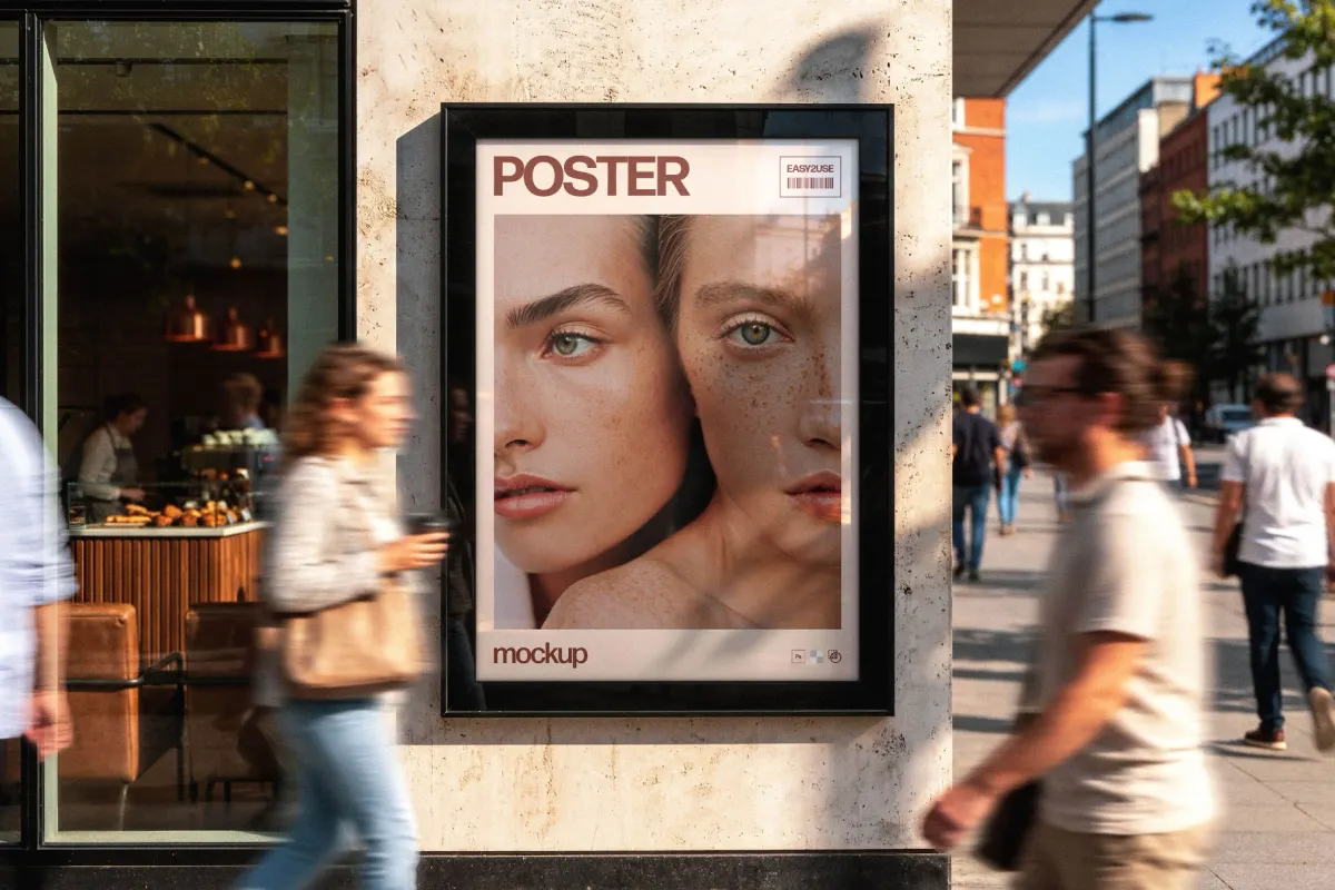 Framed Outdoor Poster Mockup
