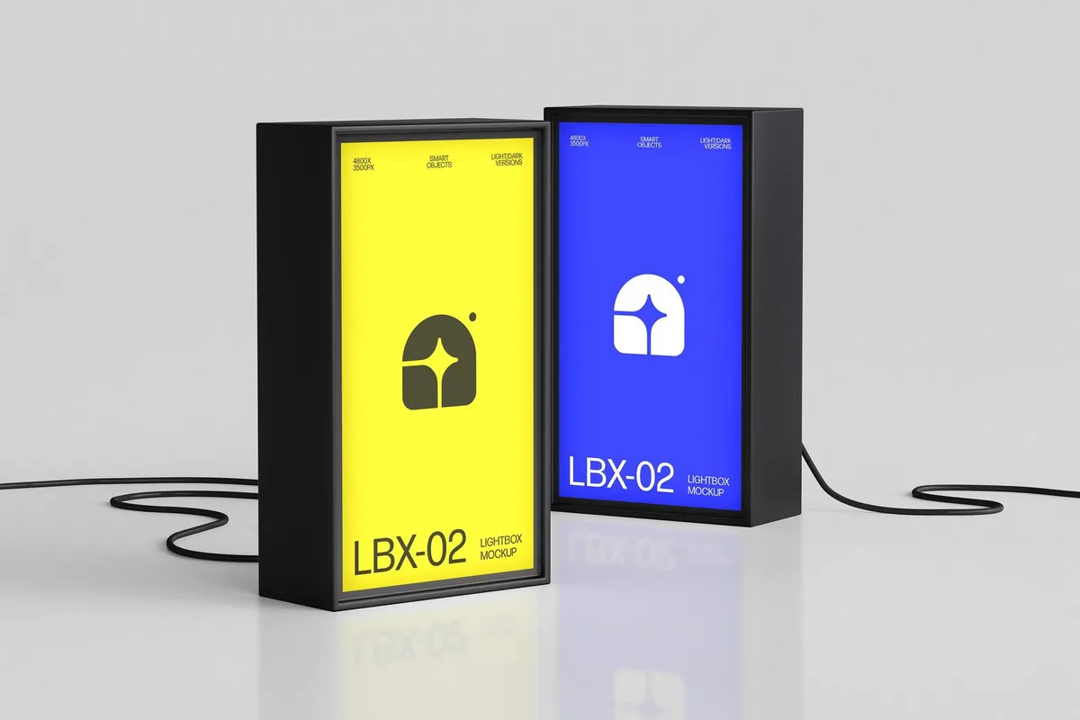 Vertical Lightbox Signages Mockup
