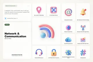 3D Network & Communication Icons
