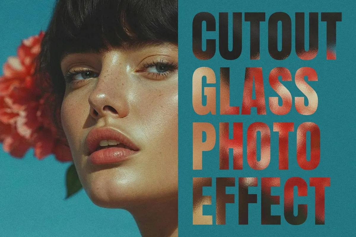Text Cut Out Glass Photo Effect