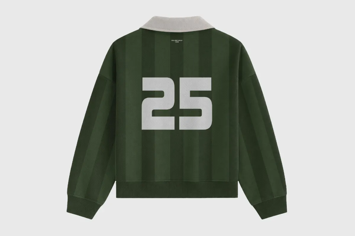 Long Sleeve Polo Jersey Mockup - Back View