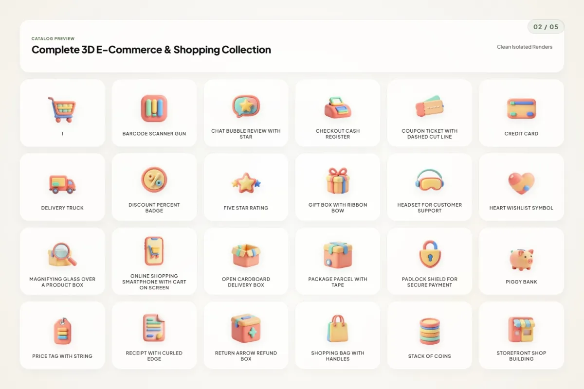3D E-Commerce & Shopping Icons