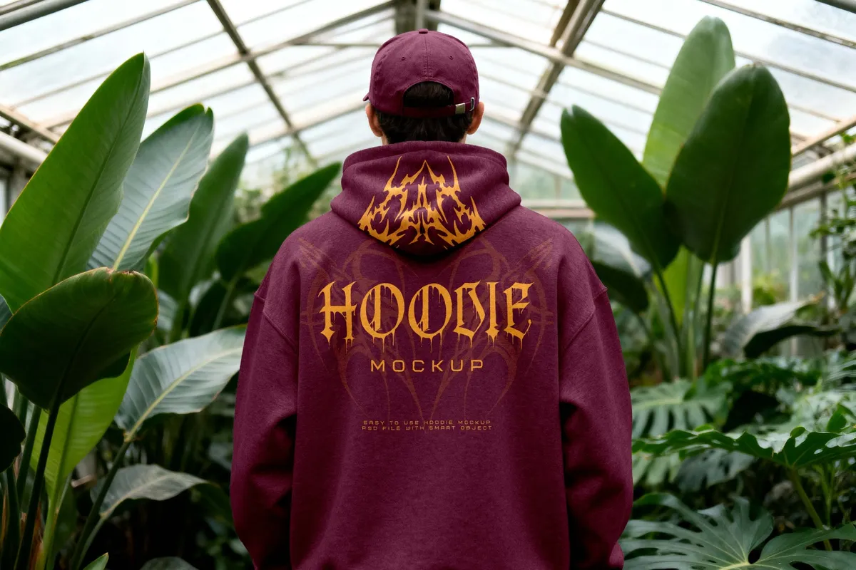 Botanic Back View Hoodie Mockup