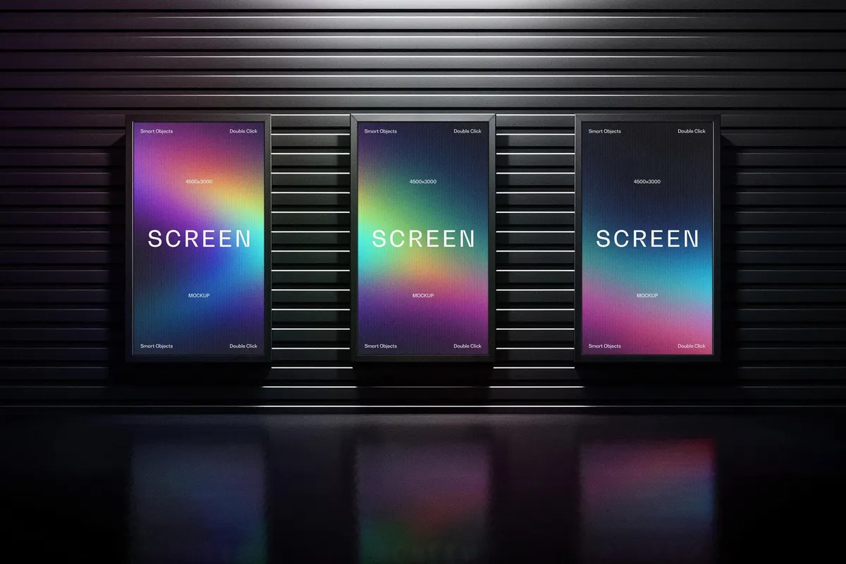 Screens on Corrugated Steel Wall Mockup