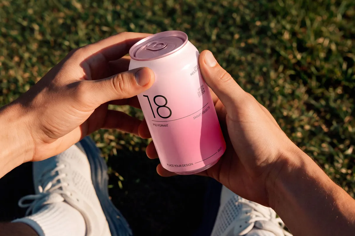 Outdoor Can Mockup in Hands