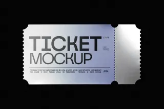 Glossy Silver Ticket Mockup with Stub