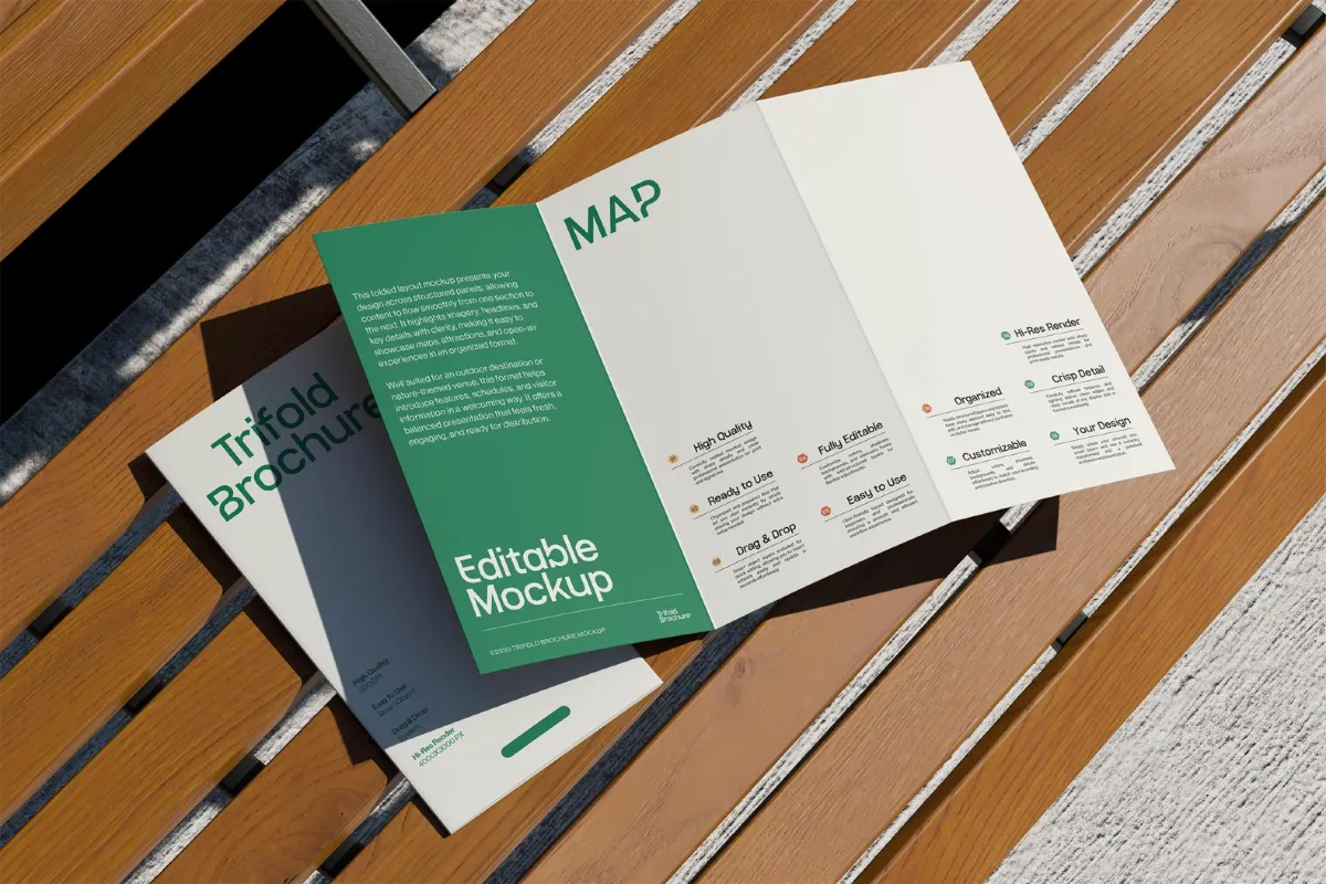 A4 Trifold Brochure Mockup