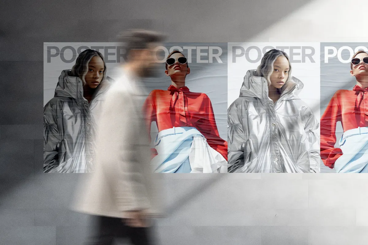Poster Mockup with Shadow Overlay
