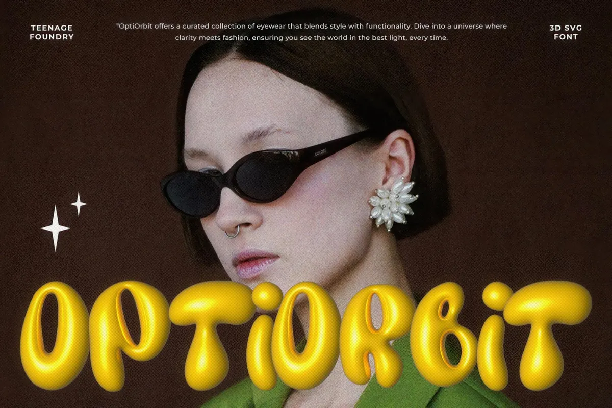 Teenage Yellow Star — 3D SVG Font