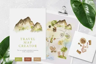 Travel Map Watercolor Art