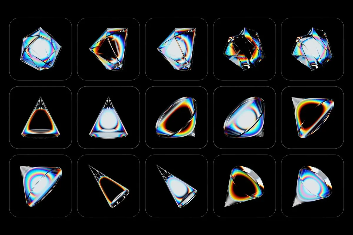 3D Prism Glass Illustrations