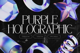 3D Purple Holographic Shapes