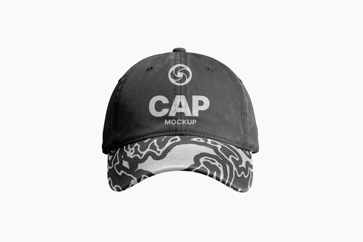 Baseball Cap Mockup with Patterned Brim