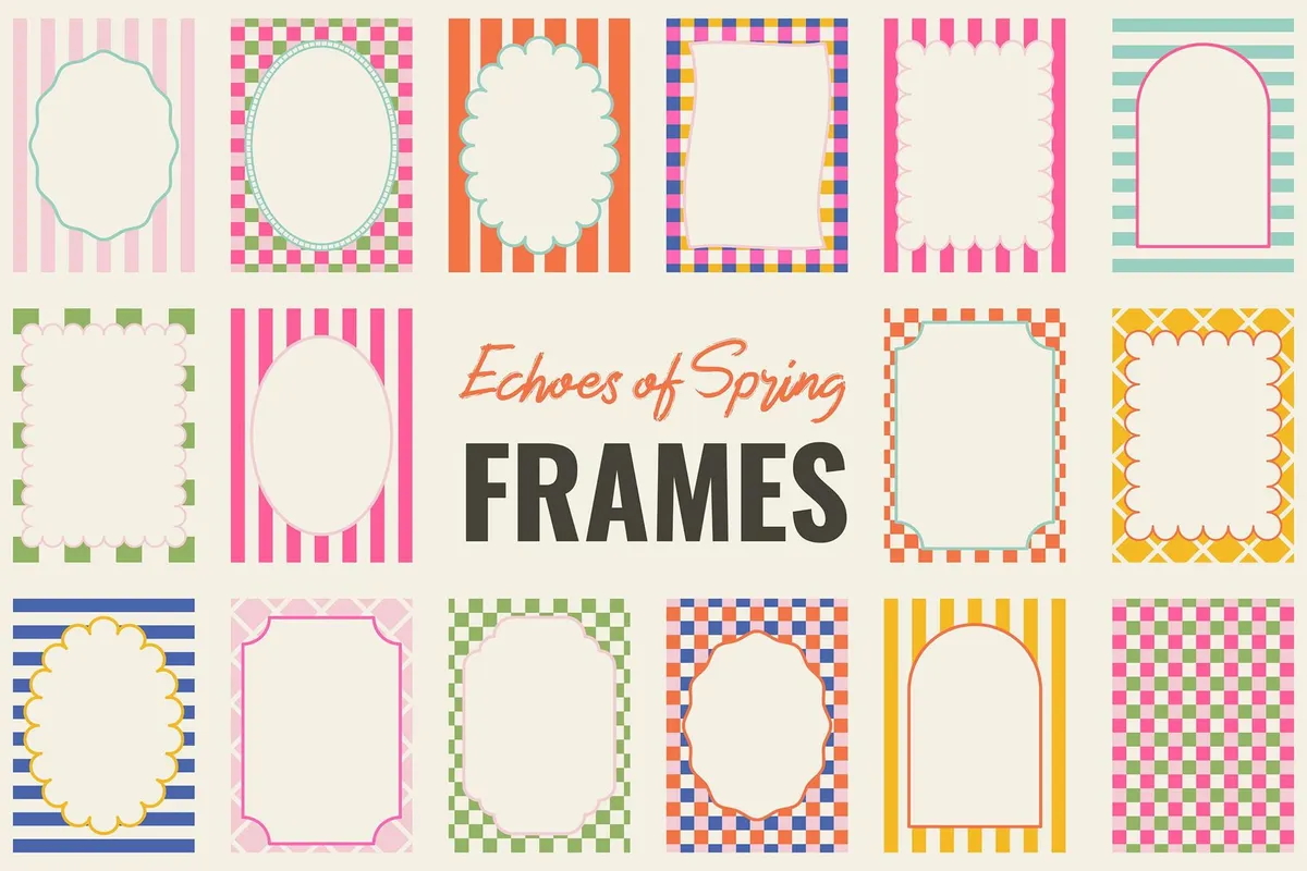 Echoes of Spring: Wavy & Striped Frames