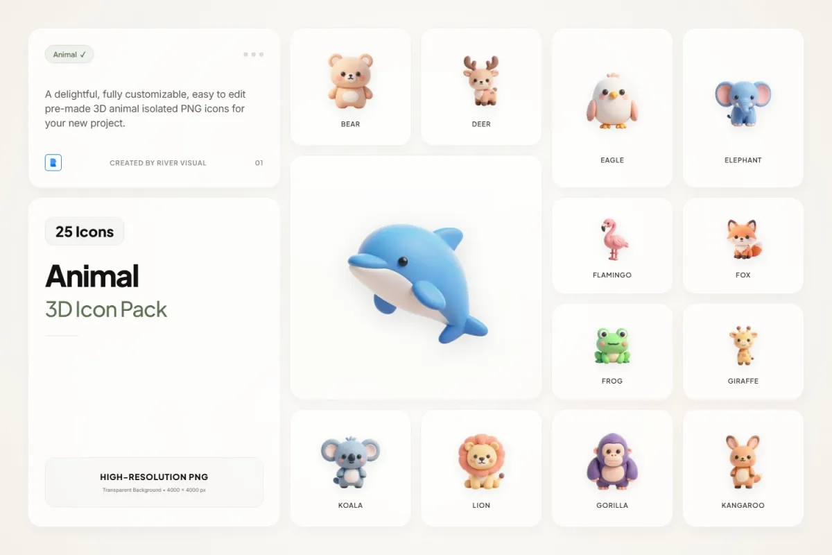 3D Animal Icon Pack