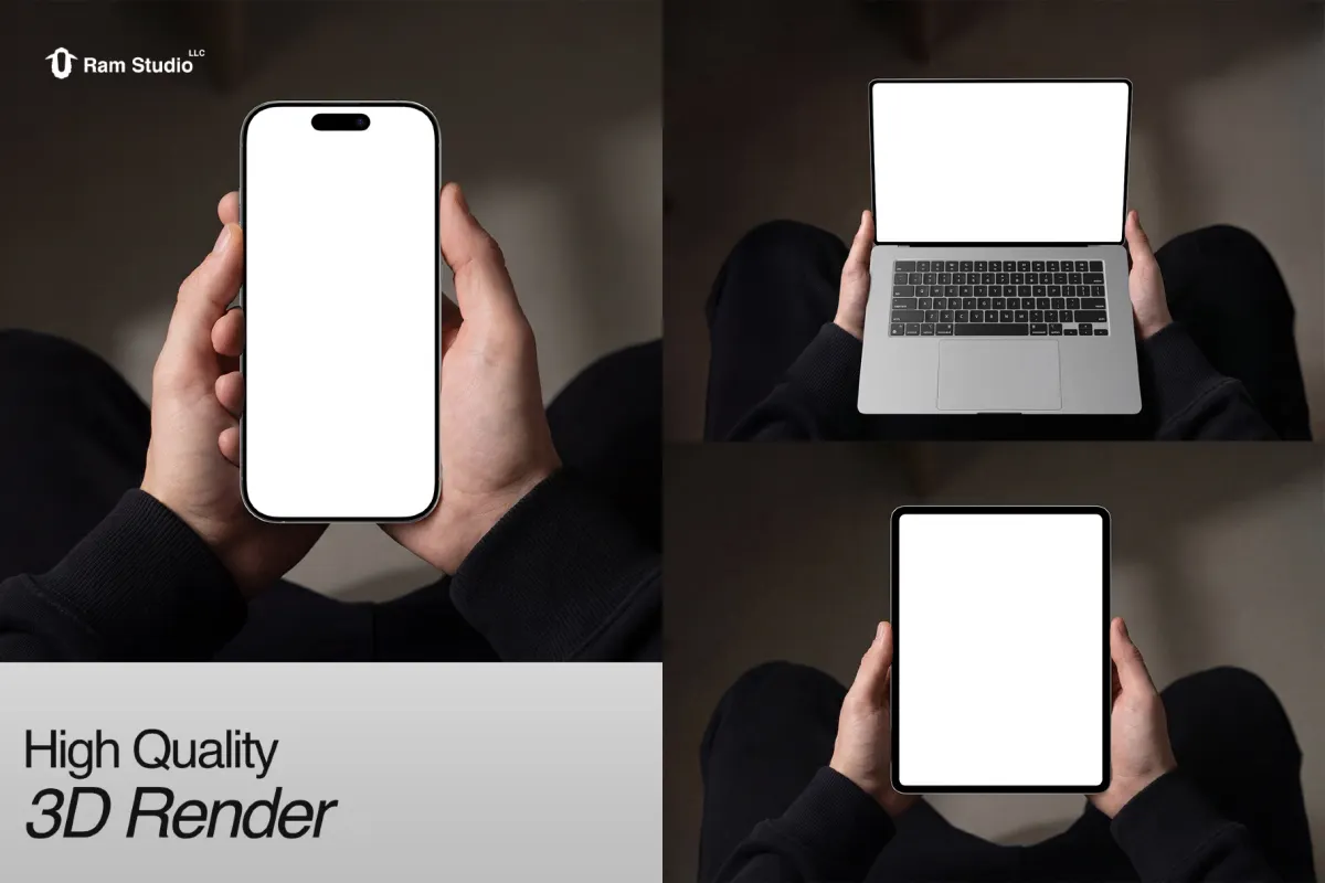 Hand Holding Device Mockup Set