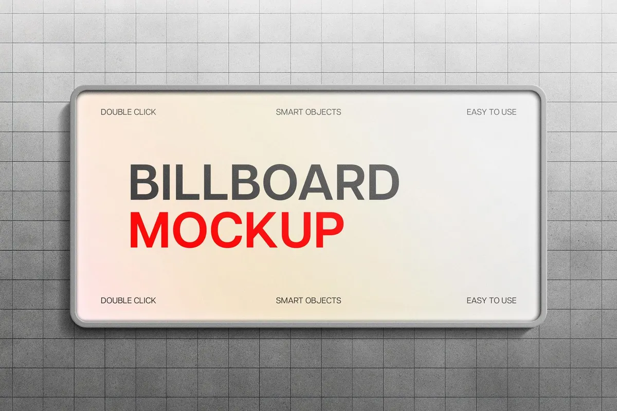 Concrete Tiles Billboard Mockup