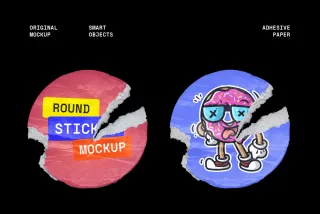 Ripped Round Sticker Mockup