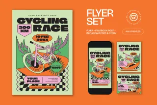 Orange Quirky Cycling Tournament Flyer