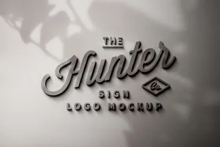 Sign Logo Mockup with Shadow Overlay
