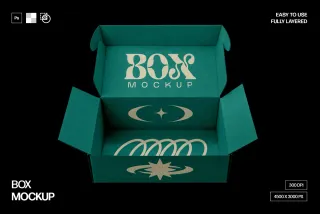 Open Cardboard Box Mockup