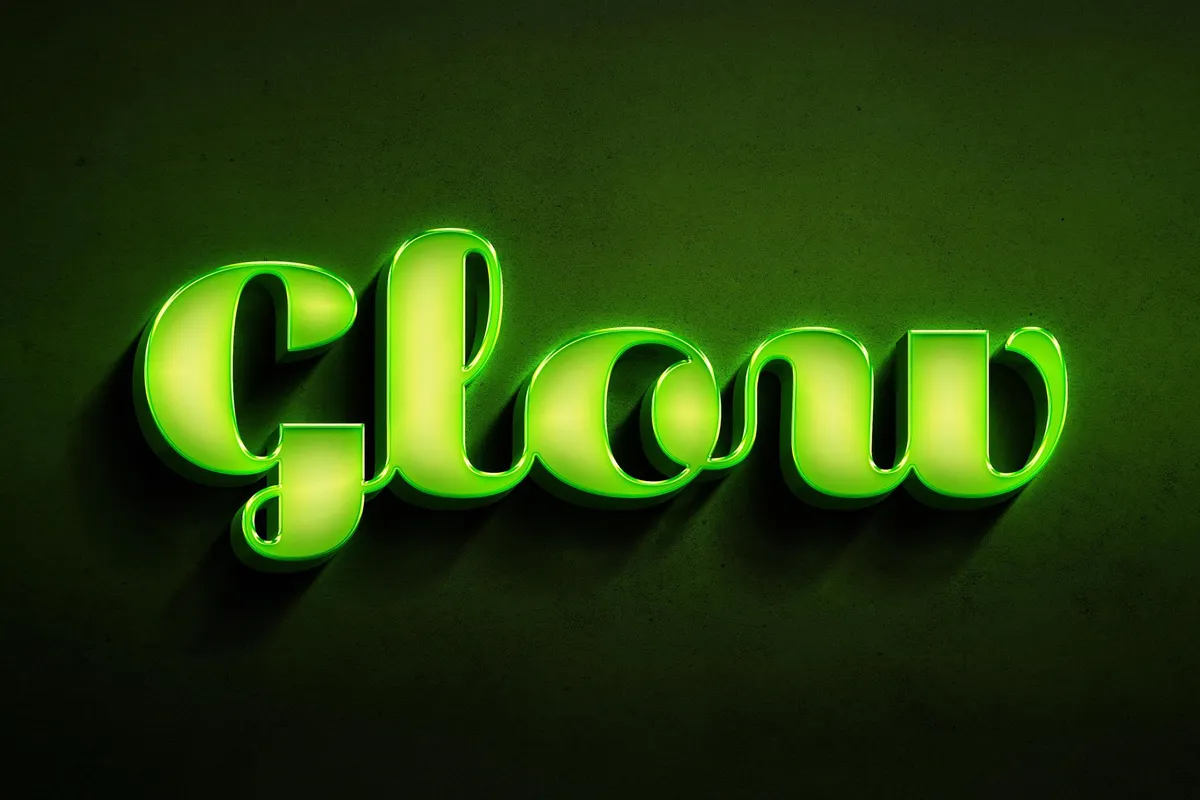 Green Neon Wall Text & Logo Mockup