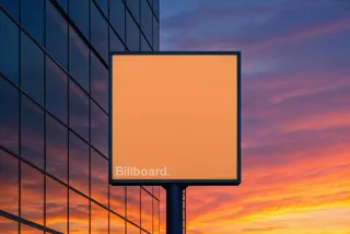 Square Billboard at Sunset Mockup
