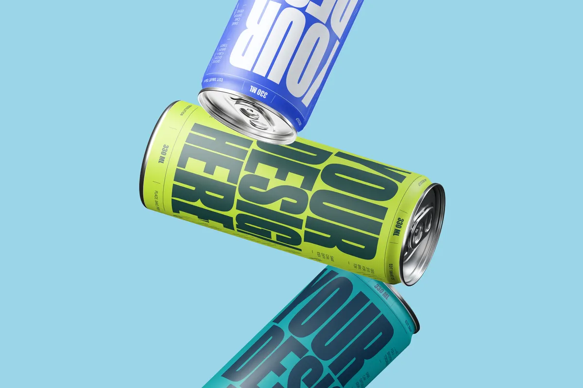 Floating Zigzag 330ml Can Mockup