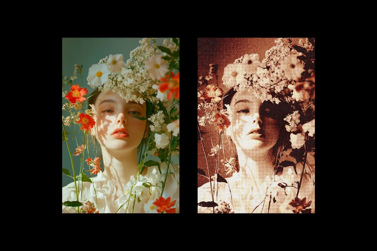 Grainy Halftone Print Photo Effect