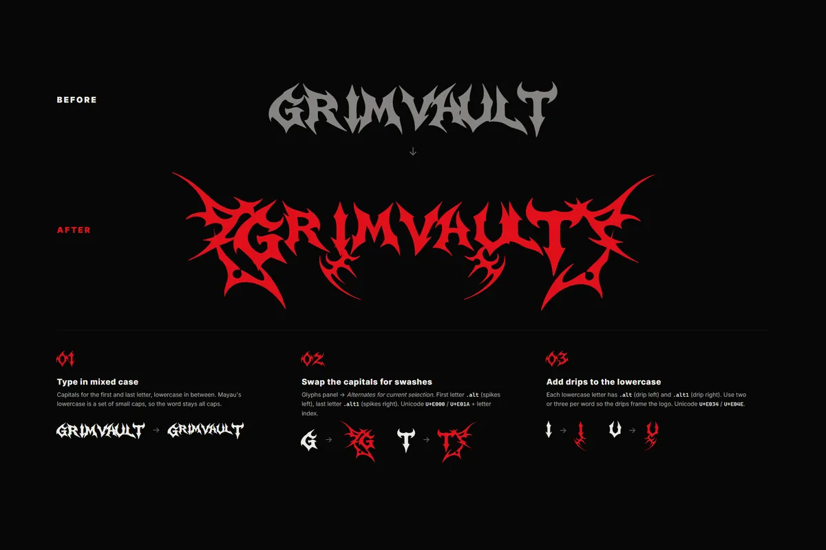 Mayau - Extreme Metal Gothic Display Font