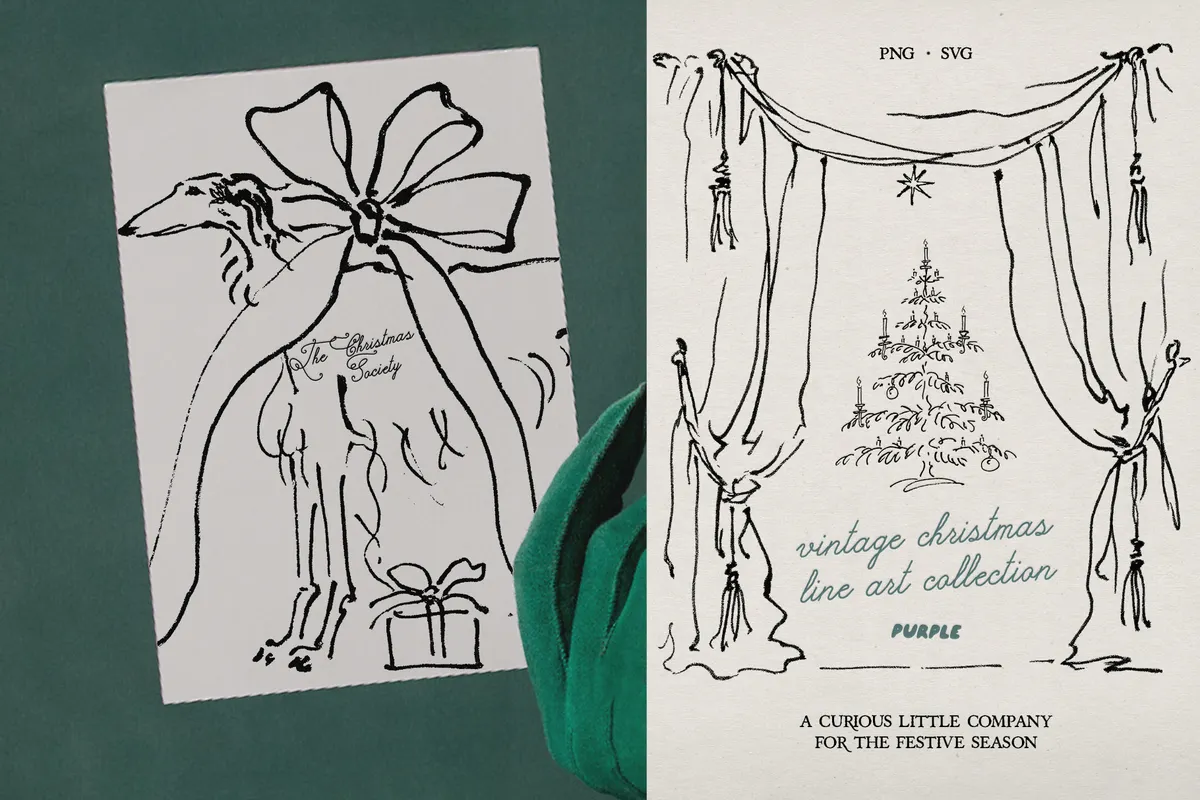 The Christmas Society. Vintage Christmas Line Art