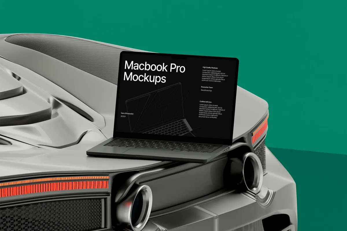 Sports Car MacBook Pro Mockup
