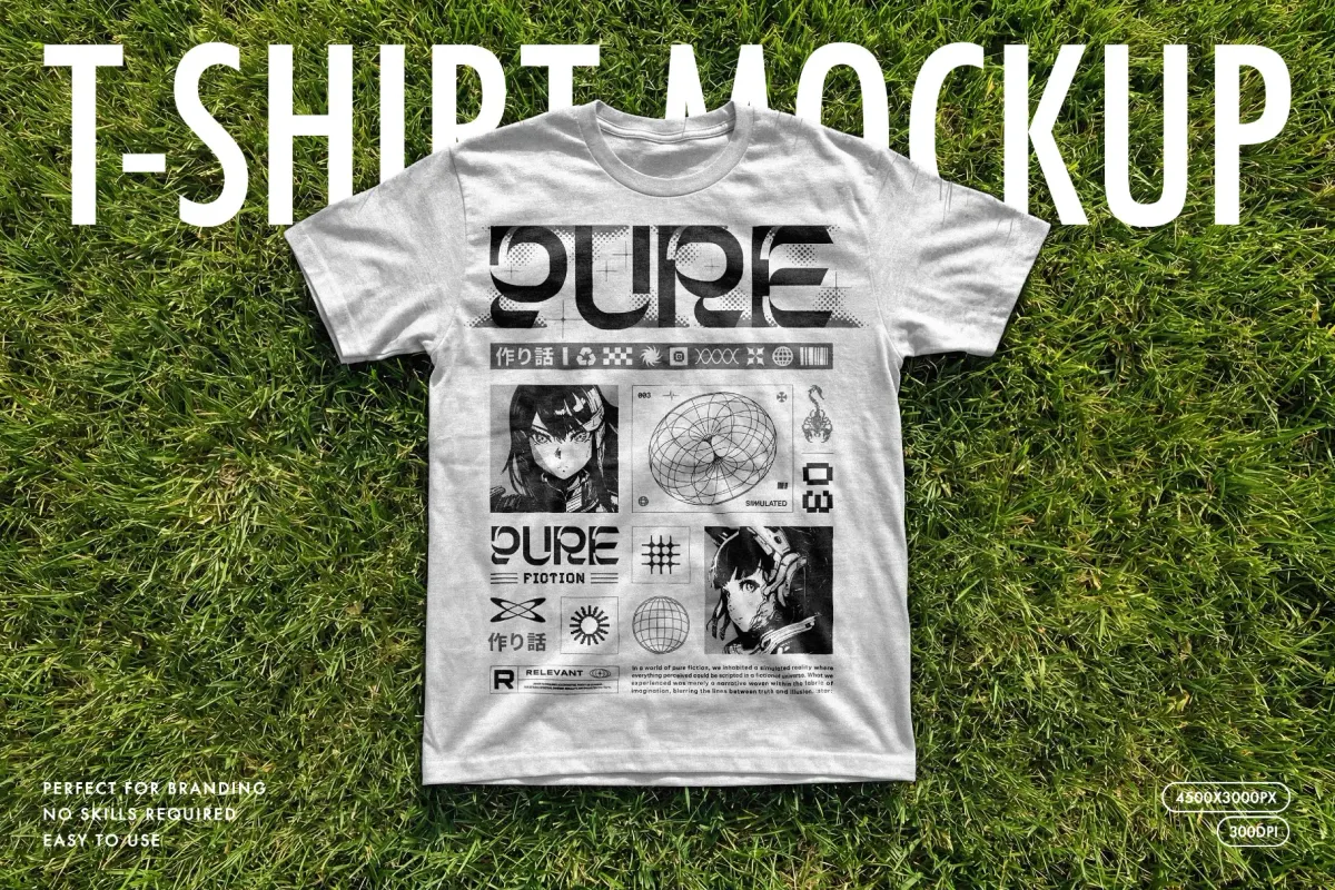 Streetwear T-Shirt Mockup on Grass