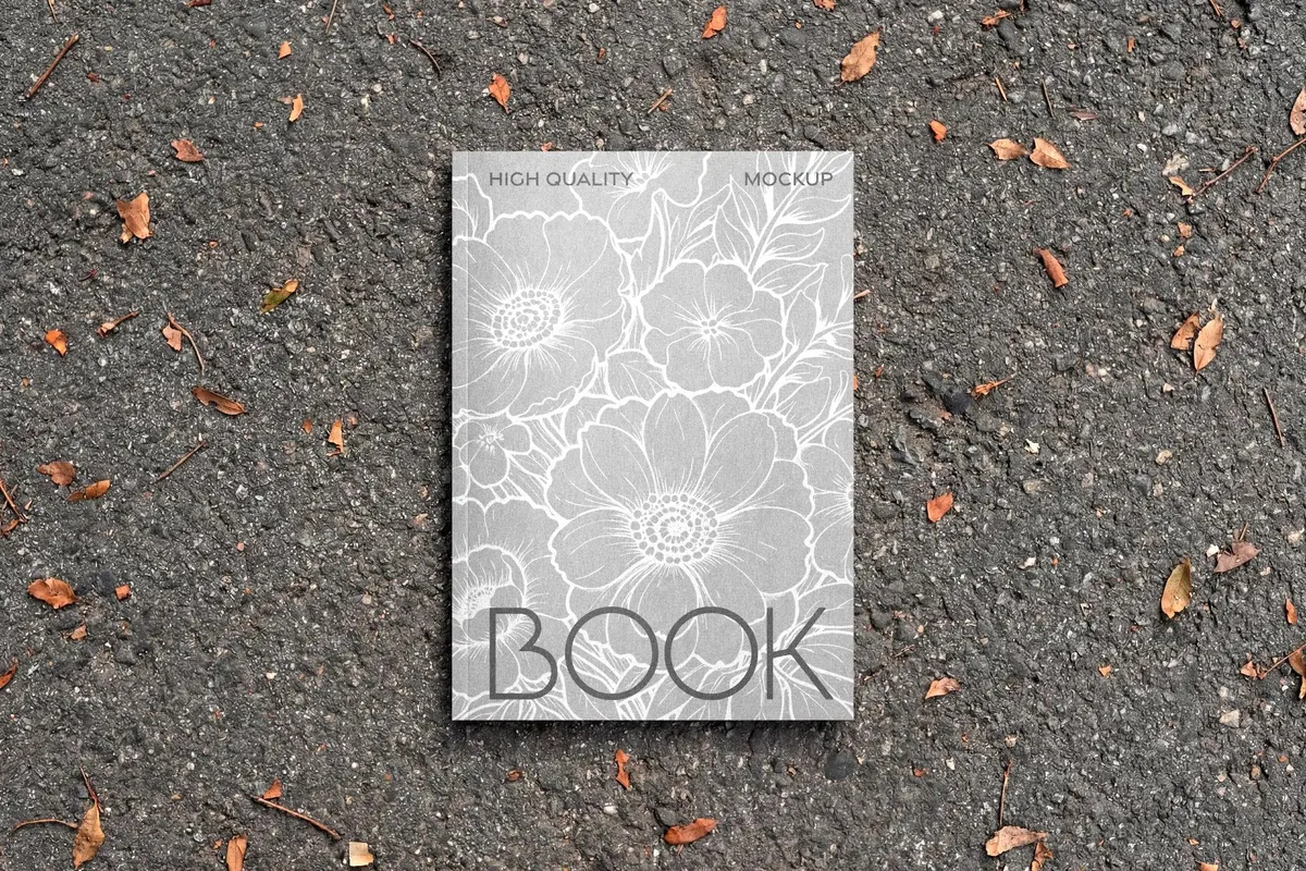 Hardcover Book Mockup on Asphalt Surface