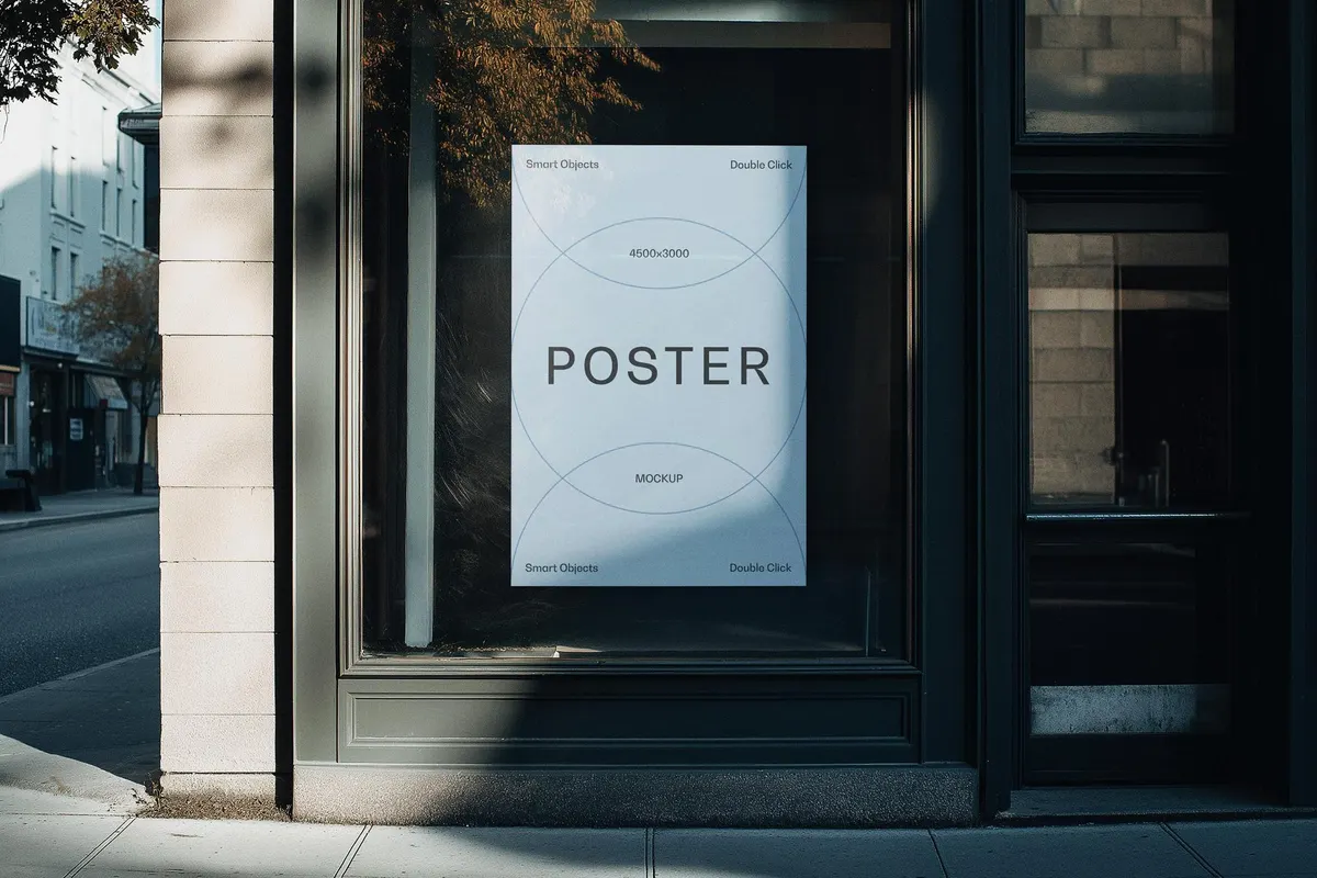 Shop Window Poster Mockup