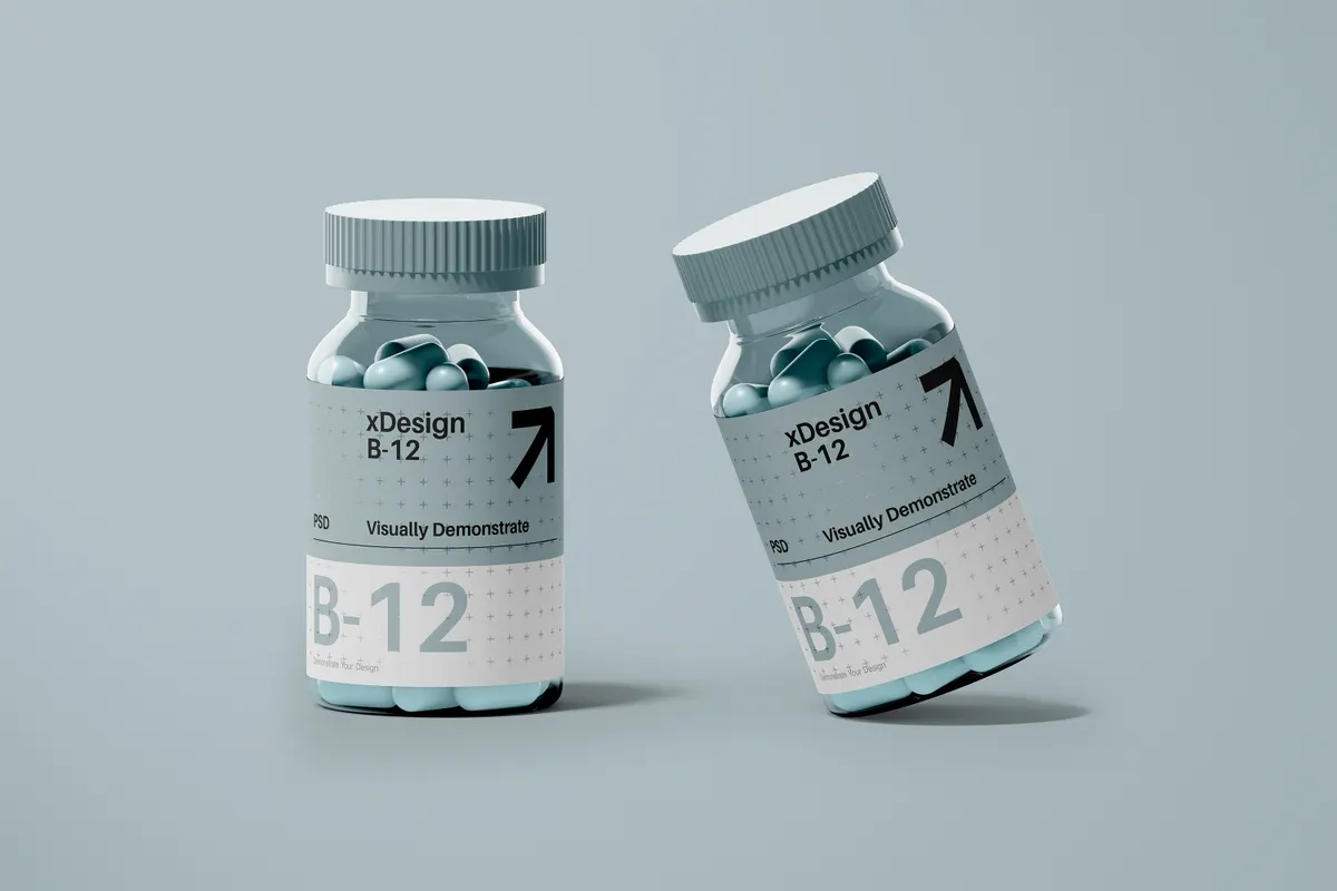 Transparent Pill Bottle Mockup