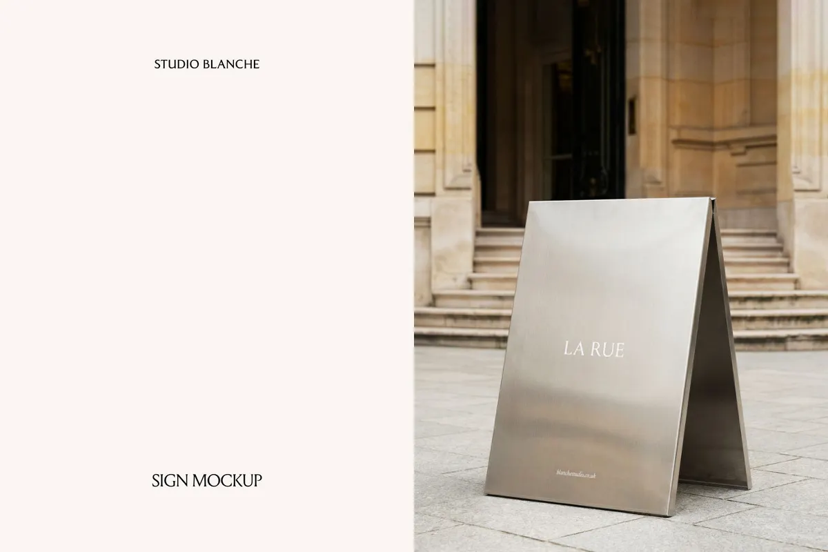 Brushed Steel A-Frame Sign Mockup