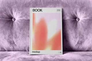 Hardcover Book Mockup with Fabric Backdrop