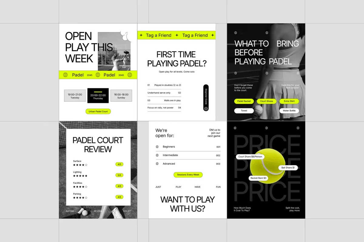 Padel Community Instagram Pack - Affinity Template