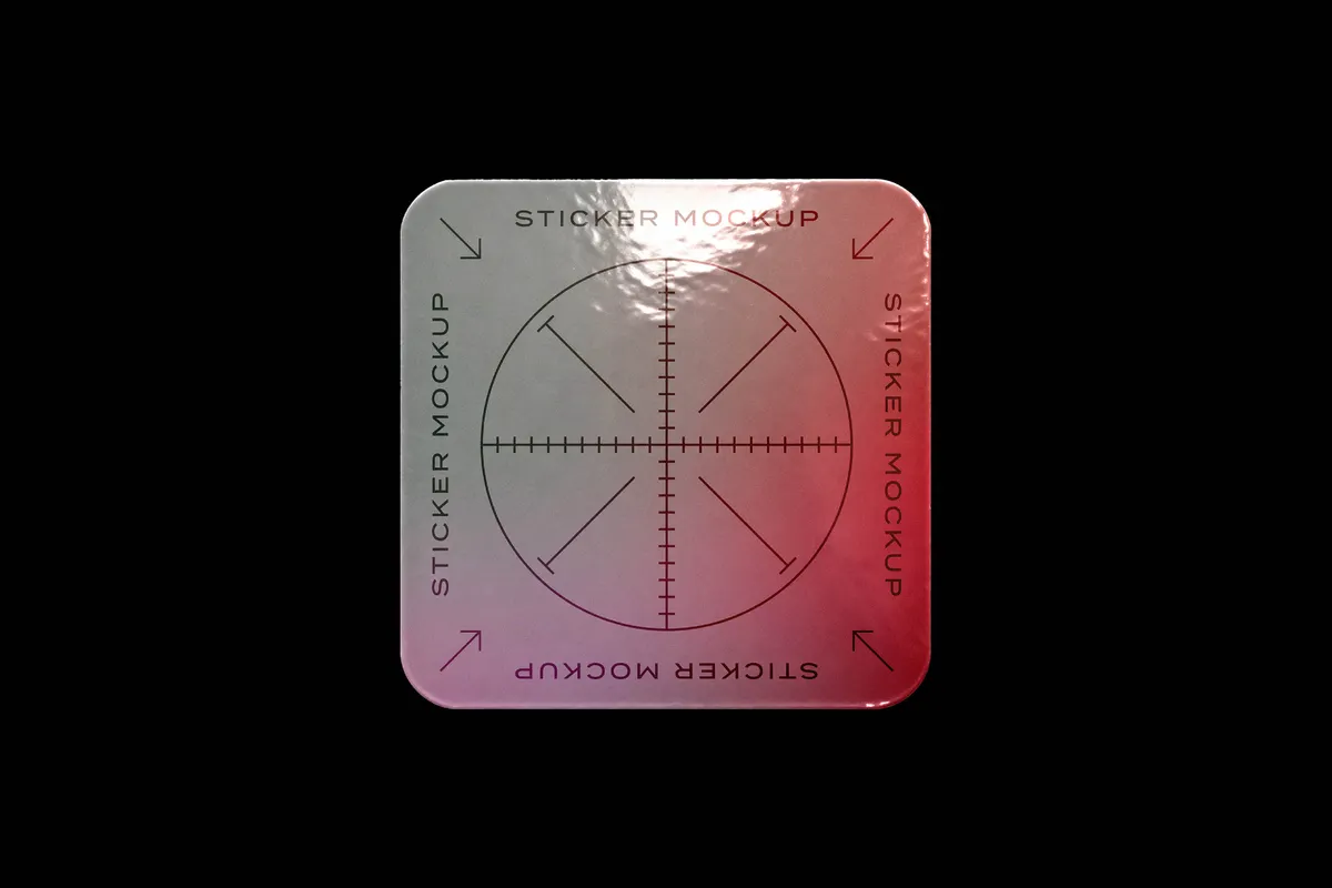 Glossy Square Sticker Mockup