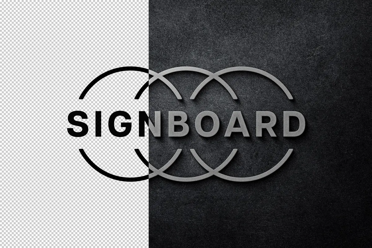 Luxury Silver Signboard Logo Mockup