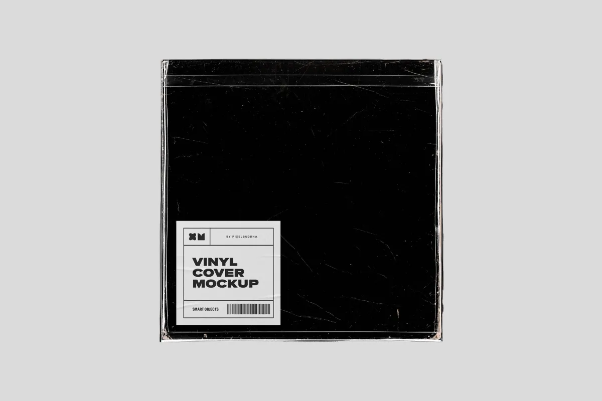 Vinyl Cover Mockup with Plastic Sleeve