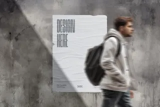 Weathered Concrete Wall Poster Mockup