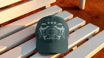 Baseball Cap Mockup on Bench