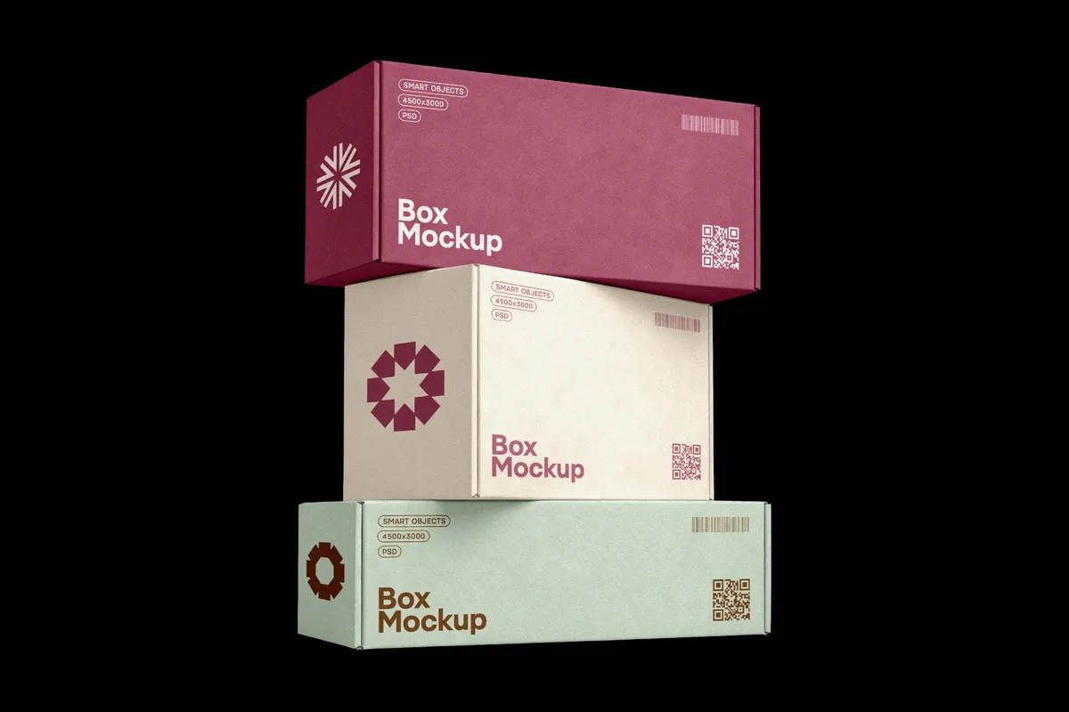 Stacked Shipping Boxes Mockup