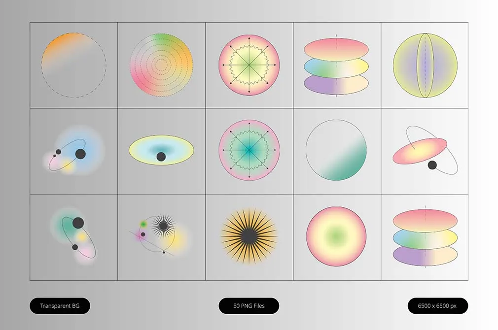 Gradient Glow Orbit Shapes