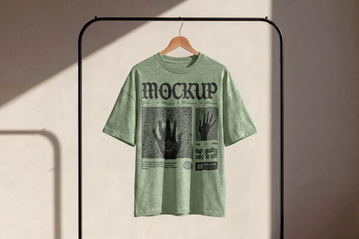 T-Shirt on Clothing Rack  Mockup