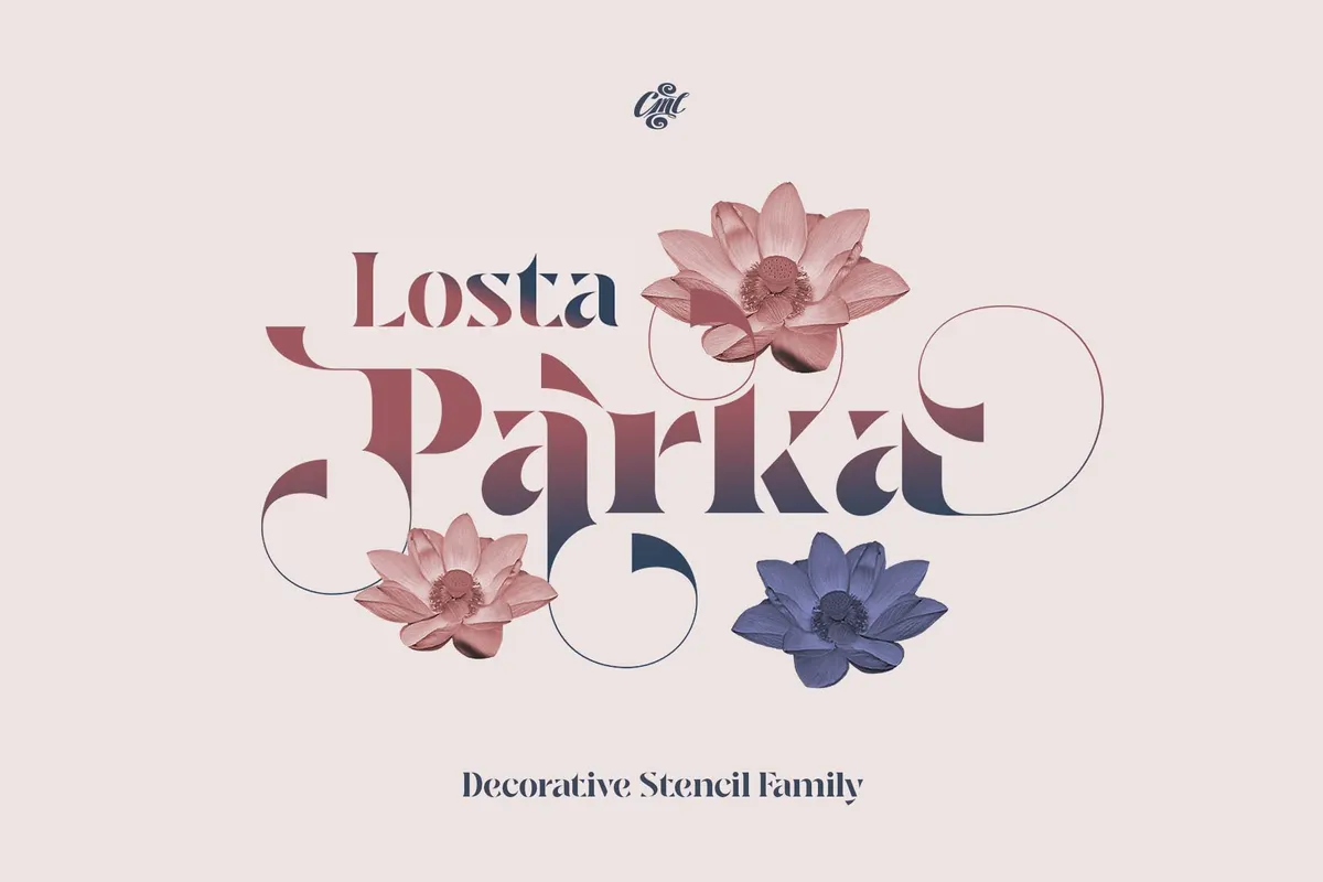 Losta Parka — Decorative Stencil Font Family