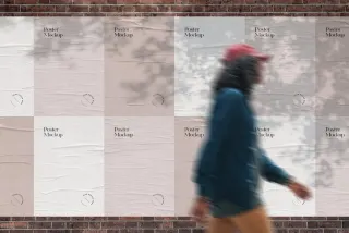 Red Brick Wall Posters Mockup