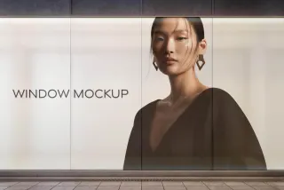 Lit Up Window Sticker Mockup